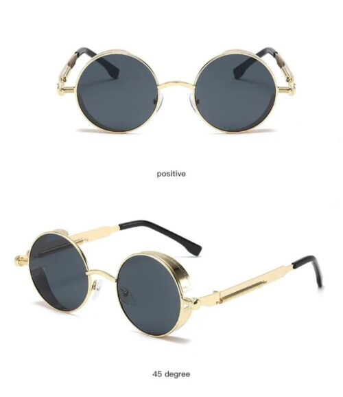 GAFAS DE SOL PUNK METALICO DORADO LENTES DE VIDRIO.
