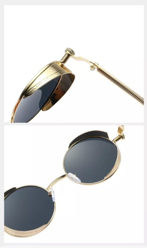 GAFAS DE SOL PUNK METALICO DORADO LENTES DE VIDRIO. - Image 2