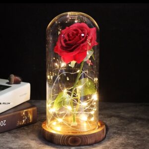 ROSA ETERNA VIDRIO GALAXIA LUZ LED